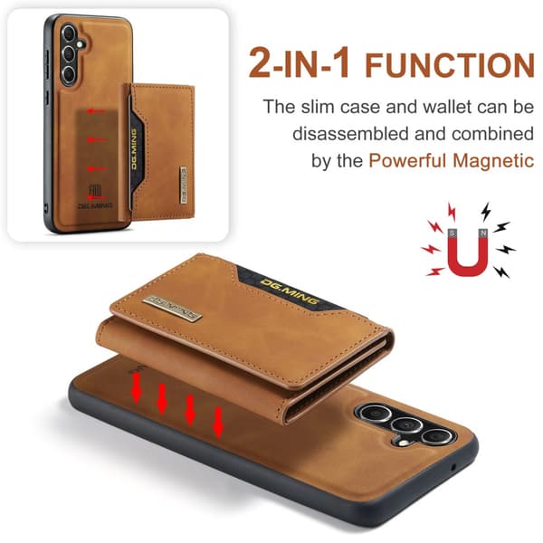 DG.MING 2 in 1 Magnetic Card Slot Case Samsung Galaxy S25 Plus Cognac