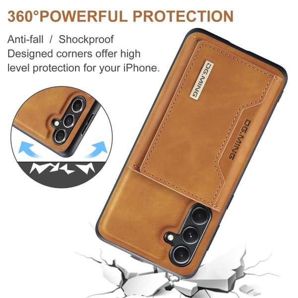 DG.MING 2 in 1 Magnetic Card Slot Case Samsung Galaxy S25 Plus Cognac