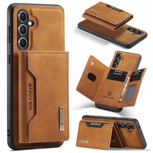 DG.MING 2 in 1 Magnetic Card Slot Case Samsung Galaxy S25 Plus Cognac