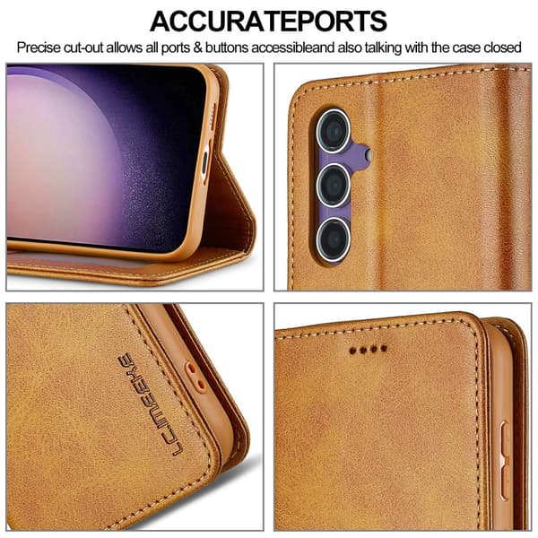LC.IMEEKE Plånboksfodral Samsung Galaxy S25 Plus Cognac