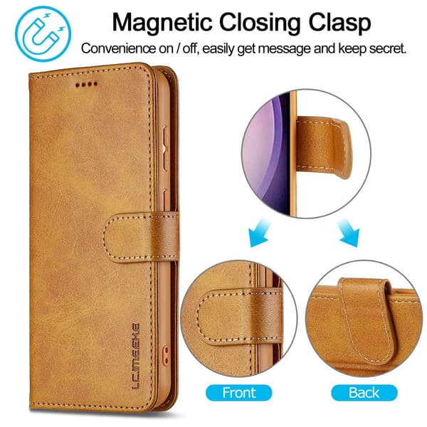 LC.IMEEKE Plånboksfodral Samsung Galaxy S25 Plus Cognac