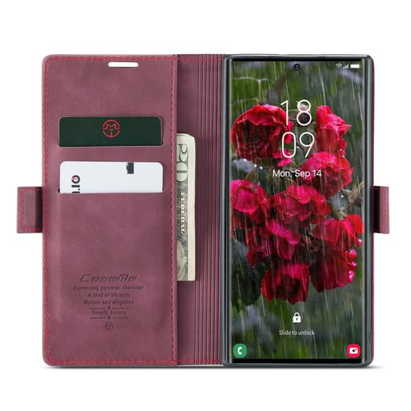 CaseMe Slim Plånboksfodral Samsung Galaxy S25 Ultra Röd