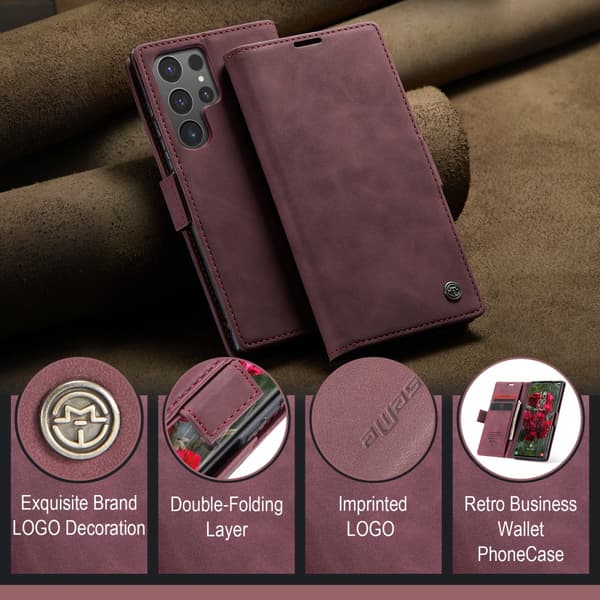 CaseMe Slim Plånboksfodral Samsung Galaxy S25 Ultra Röd