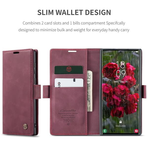 CaseMe Slim Plånboksfodral Samsung Galaxy S25 Ultra Röd