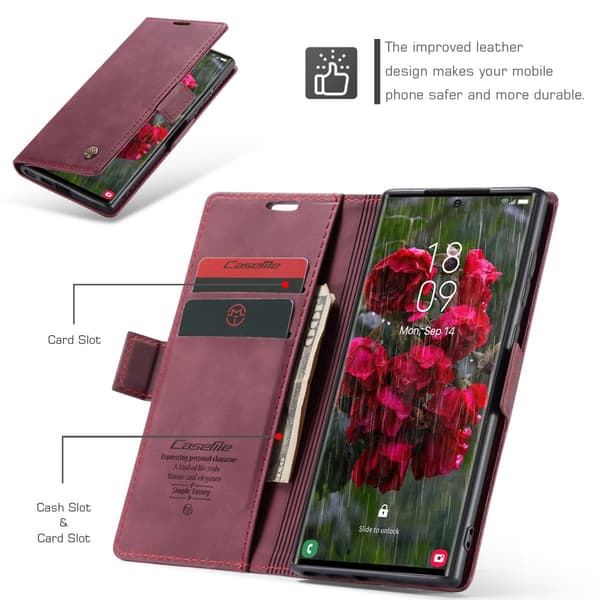 CaseMe Slim Plånboksfodral Samsung Galaxy S25 Ultra Röd