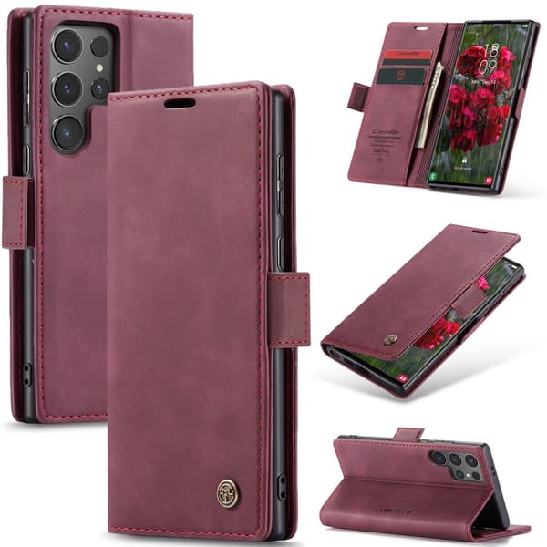 CaseMe Slim Plånboksfodral Samsung Galaxy S25 Ultra Röd