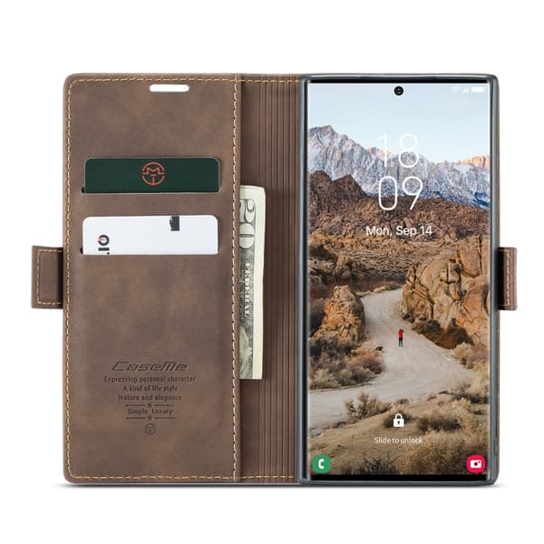 CaseMe Slim Plånboksfodral Samsung Galaxy S25 Ultra Brun