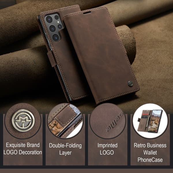 CaseMe Slim Plånboksfodral Samsung Galaxy S25 Ultra Brun