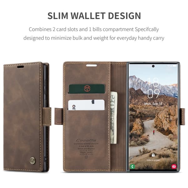 CaseMe Slim Plånboksfodral Samsung Galaxy S25 Ultra Brun