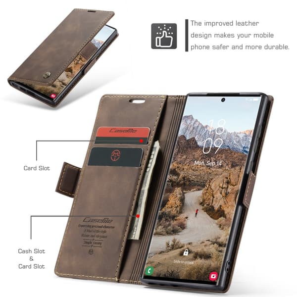 CaseMe Slim Plånboksfodral Samsung Galaxy S25 Ultra Brun