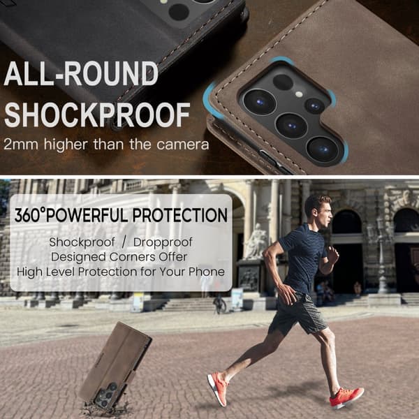 CaseMe Slim Plånboksfodral Samsung Galaxy S25 Ultra Brun
