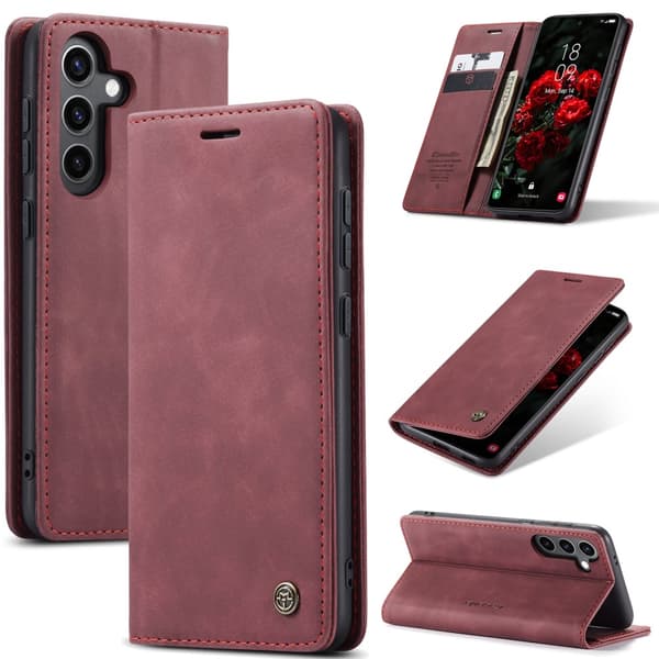 CaseMe Slim Plånboksfodral Samsung Galaxy S25 Röd