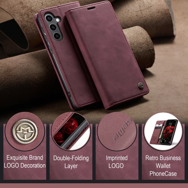 CaseMe Slim Plånboksfodral Samsung Galaxy S25 Plus Röd