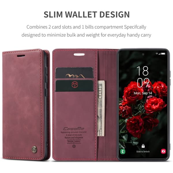 CaseMe Slim Plånboksfodral Samsung Galaxy S25 Plus Röd