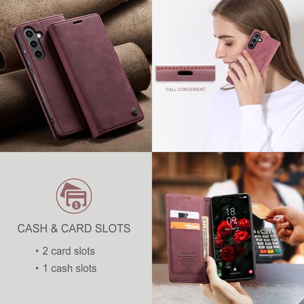 CaseMe Slim Plånboksfodral Samsung Galaxy S25 Plus Röd