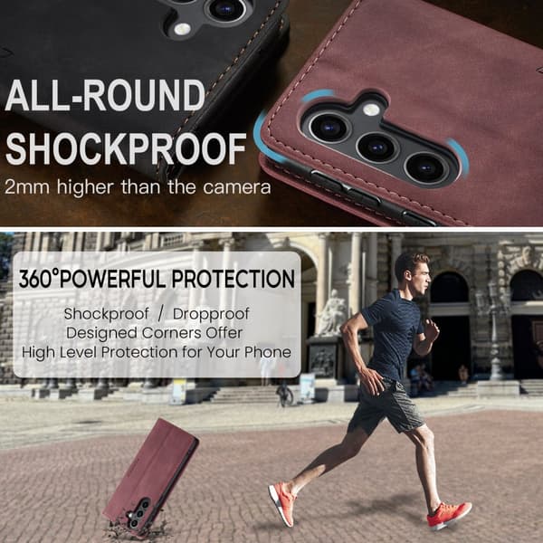 CaseMe Slim Plånboksfodral Samsung Galaxy S25 Plus Röd
