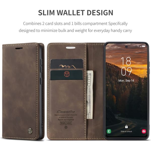 CaseMe Slim Plånboksfodral Samsung Galaxy S25 Plus Brun