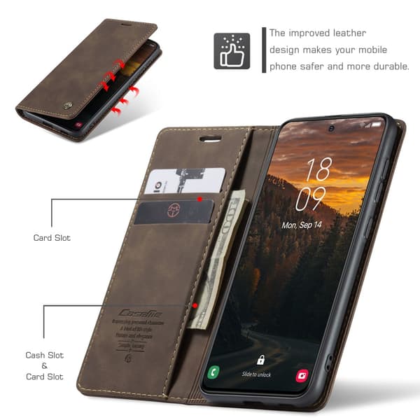 CaseMe Slim Plånboksfodral Samsung Galaxy S25 Plus Brun