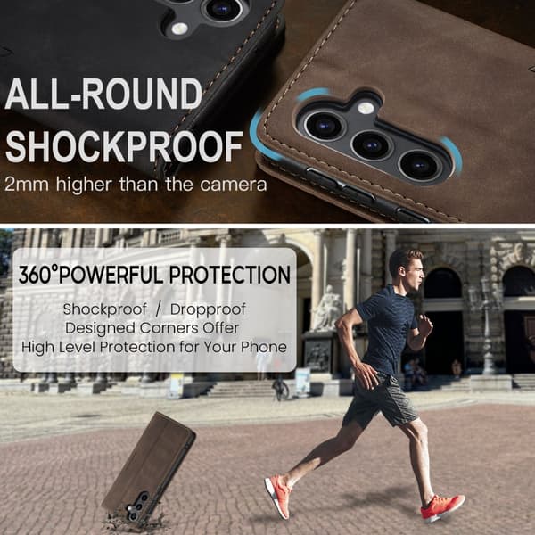 CaseMe Slim Plånboksfodral Samsung Galaxy S25 Plus Brun