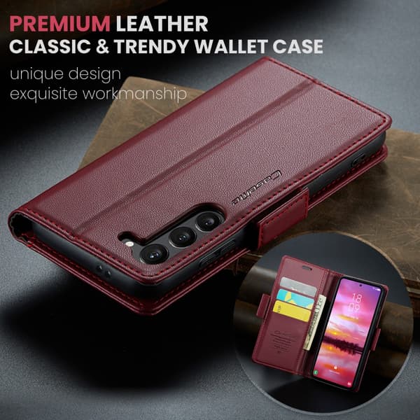 CaseMe Slim Plånboksfodral RFID-skydd Samsung Galaxy S25 Röd