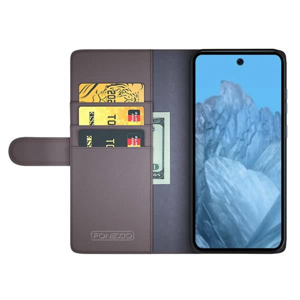 Äkta Läderfodral Google Pixel 9 Brun