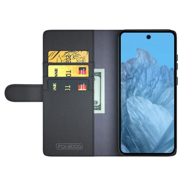 Äkta Läderfodral Google Pixel 9 Svart