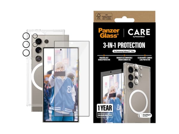 PanzerGlass CARE by ® Flagship 3-in-1 Bundle Samsung Galaxy S25 Ultra, Samsung, Samsung - Galaxy S25 Ultra, Dry application, Scratch resistant, Shock