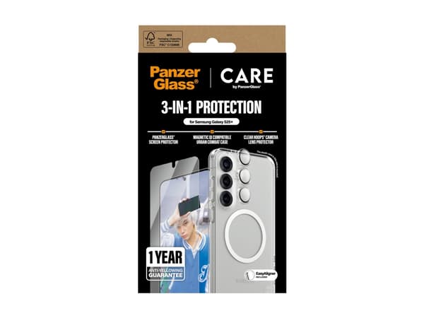 CARE by PanzerGlass - 3-i-1-skyddspaket - baksidesskydd för mobiltelefon - flaggskepp - 100 % återvunnet polykarbonat, 100 % återvunnet termoplastpol