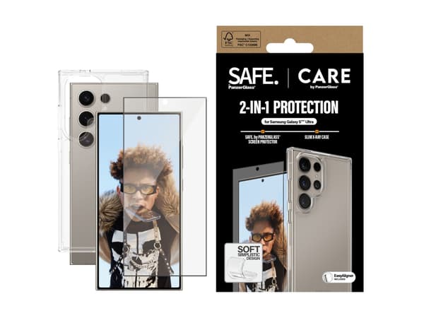 CARE by PanzerGlass X-Ray - Baksidedeksel for mobiltelefon - 2-i-1 - 100 % resirkulert termoplastisk polyuretan (TPU), polyethlen-tereftalat (PET) -