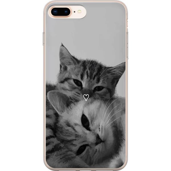 Apple iPhone 8 Plus Genomskinligt Skal Katt Hjärta