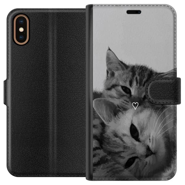 Apple iPhone X Tegnebogsetui Kat Hjerte