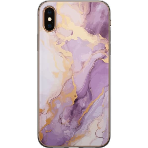 Apple iPhone XS Max Gjennomsiktig deksel Marmor Lilla Gull