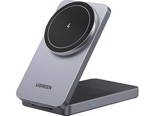 Ugreen W528 2-i-1 induktiv lader for iPhone, AirPods, 20W (hvit)
