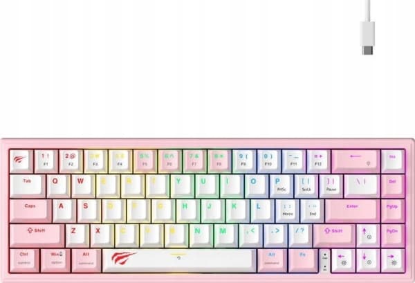 Havit KB874L RGB mekaniskt tangentbord för gaming (rosa och vitt)