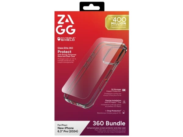 Zagg InvisibleShield Glass Elite 360 - Matkapuhelimen takakuori - kirkas - karkaistulla suojalasilla - Apple iPhone 16 Pro:lle