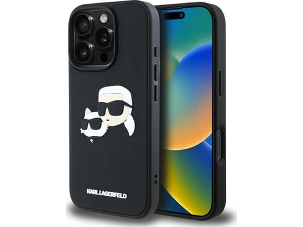 Dėklas Karl Lagerfeld HC 3D Rubber Double Heads Apple iPhone 16 Pro Max juodos spalvos