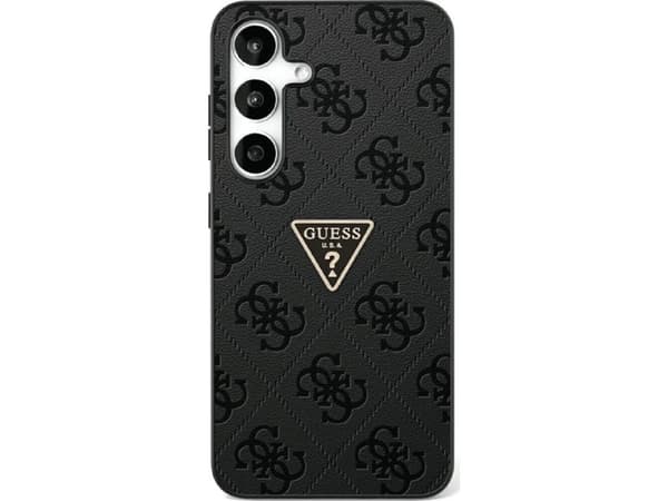Kotelo Guess Hot Stamp 4G kuvio kolmio metalli logo Samsung Galaxy S25 musta