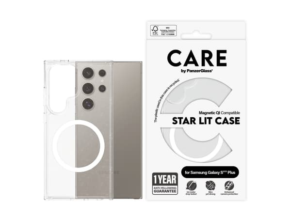 CARE by PanzerGlass Urban Combat - Baksidedeksel for mobiltelefon - termoplast-polyuretan (TPU), polykarbonat - hvit, stjernebelyst - for Samsung Gal