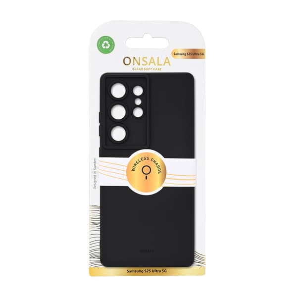 Onsala Mobilskal Samsung S25 Ultra 5G Baksida med Silikonkänsla Återvunnen Svart