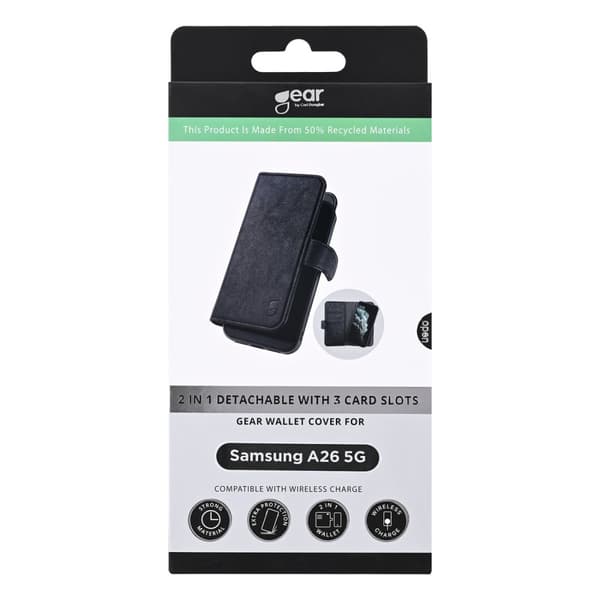 Gear Mobil Lommebok 2i1 Samsung A26  5G 3 Kort Resirkulert Svart