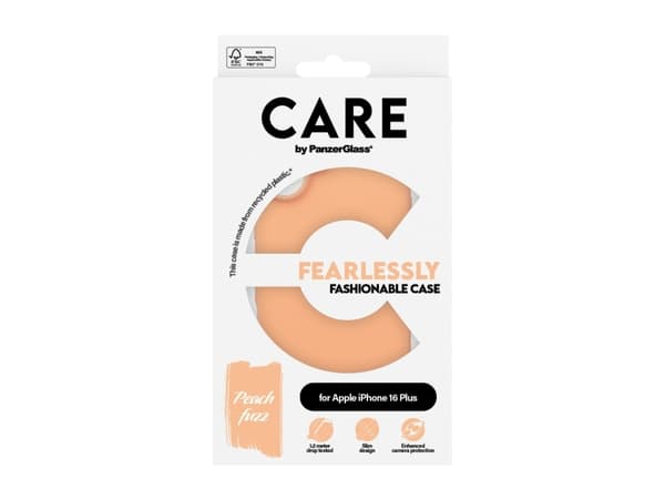 PanzerGlass CARE by ® Fashionable Case Peachy iPhone 16 Plus, Apple, Apple - iPhone 16 Plus, Dry application, Scratch resistant, Shock resistant, Tra