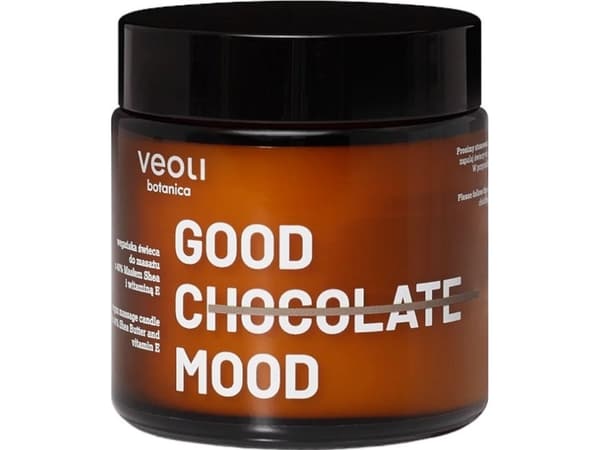 Veoli Botanica Good Chocolate Mood vegan massageljus med 40% sheasmör och vitamin E 100ml