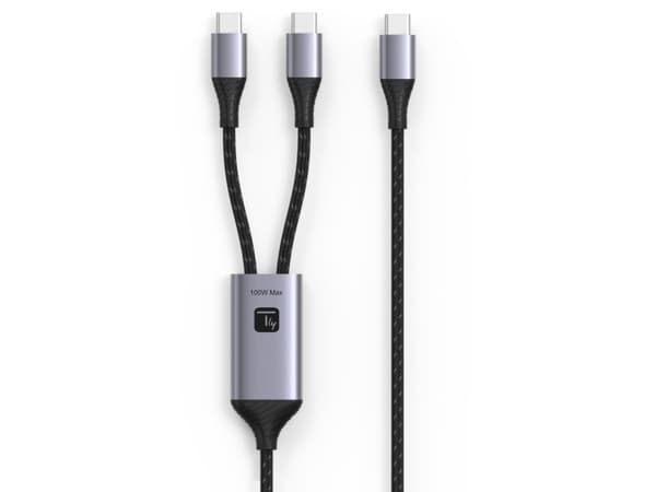 Techly ICOC MU2C-2C100W, 1,5 m, USB C, 2 x USB C, USB 2.0, 0,48 Gbit/sek., Sort, Grå