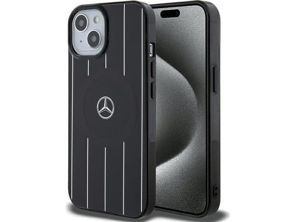 Mercedes MEHMP15S23HRSK Apple iPhone 15 / 14 / 13 6.1" dėklas telefonui juodos spalvos hardcase Double Layer Crossed Lines MagSafe