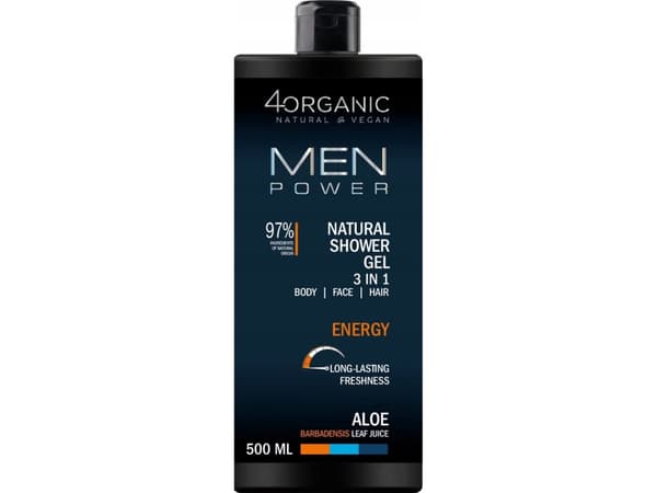4ORGANIC_Men Power naturlig żel pod prysznic 3 w 1 Energy 500ml