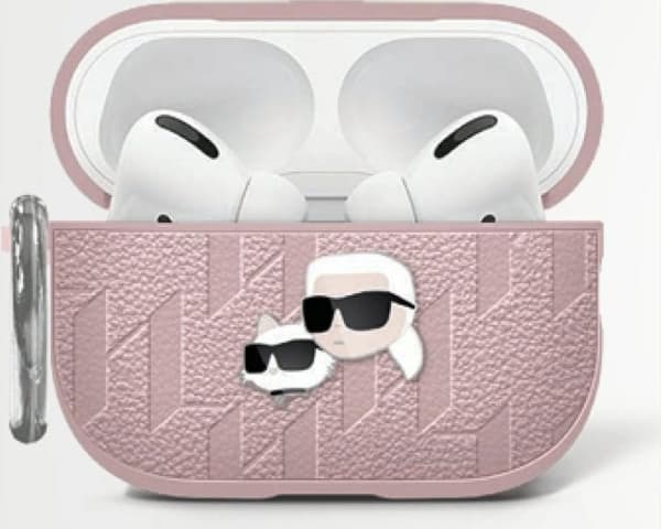 Karl Lagerfeld Monogram Karl &amp; Choupette Head AirPods 4 rosa