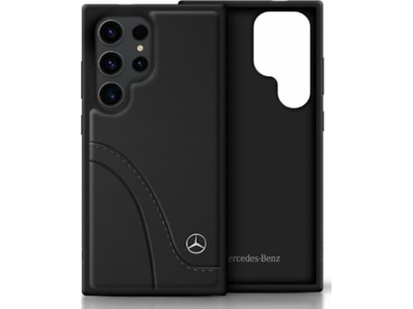 Mercedes Leather Curved Stitches Samsung Galaxy S25 Ultra dėklas telefonui juodos spalvos