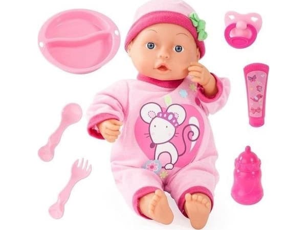 First Words Babydocka rosa med tillbehör