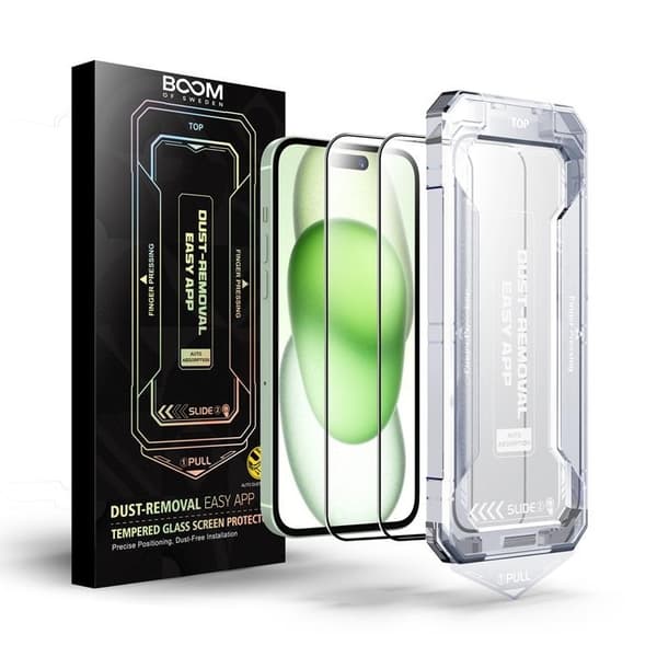 BOOM iPhone 15 Härdat Glas Skärmskydd - 2 Pack