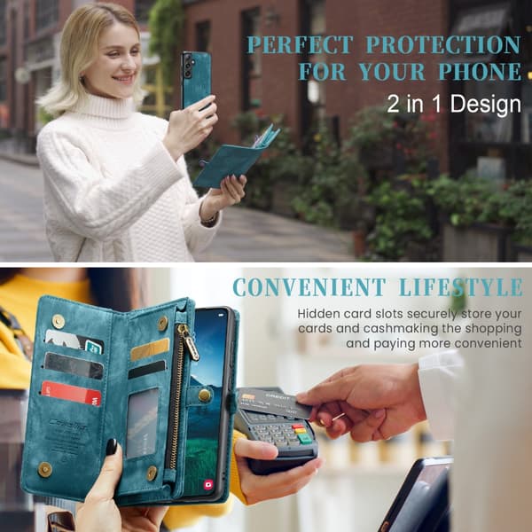 CaseMe Multi-Slot 2 i 1 Plånboksfodral Galaxy S25 Blå